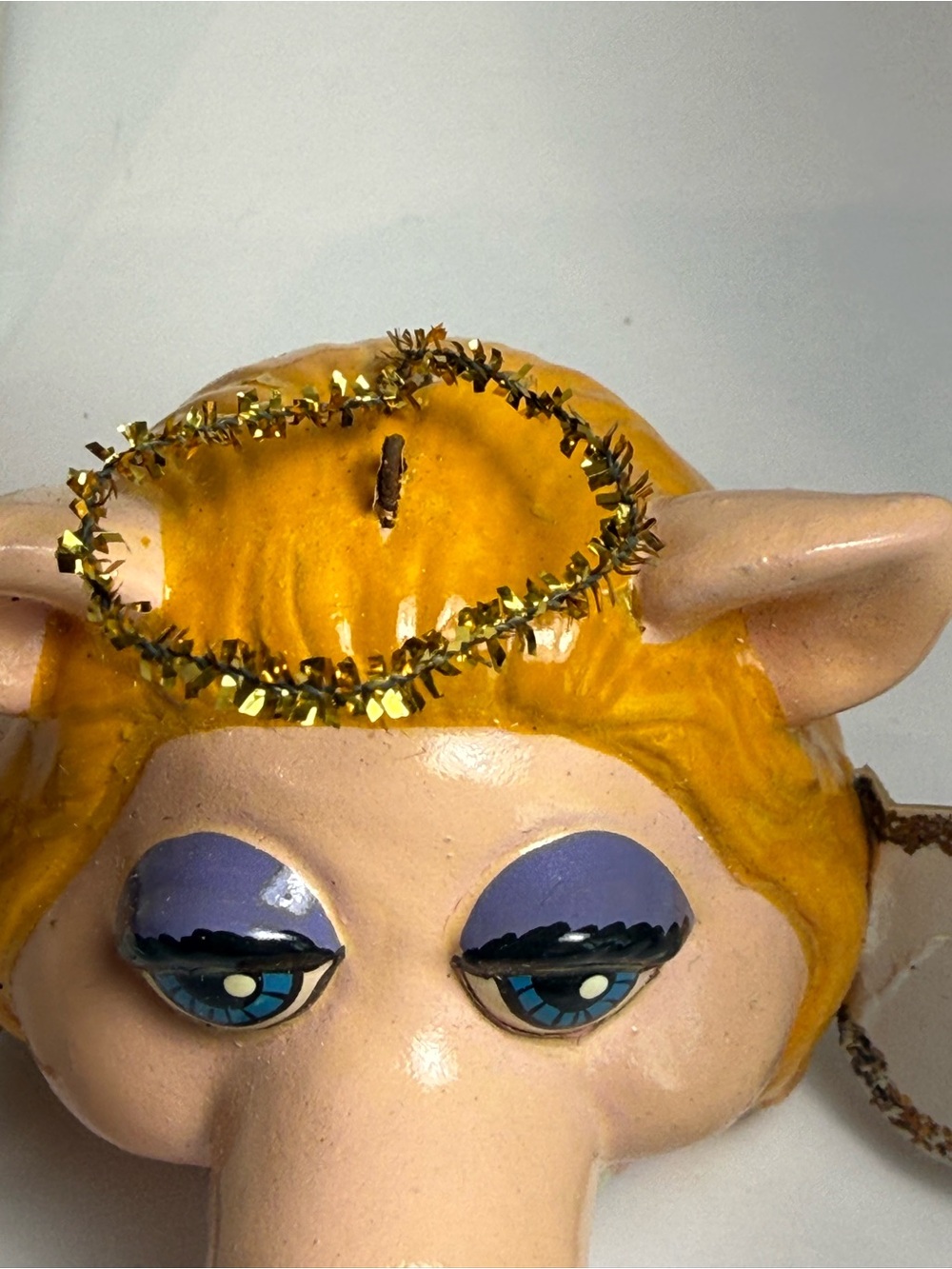 Vintage Muppets Miss Piggy Christmas Angel Ornament Paper Machete Stamped 1979 - Picture 3 of 9
